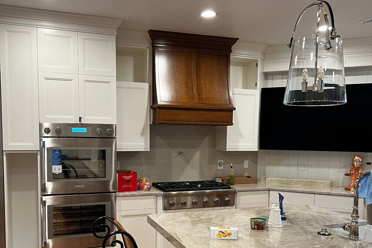 Kitchen cabinets and island