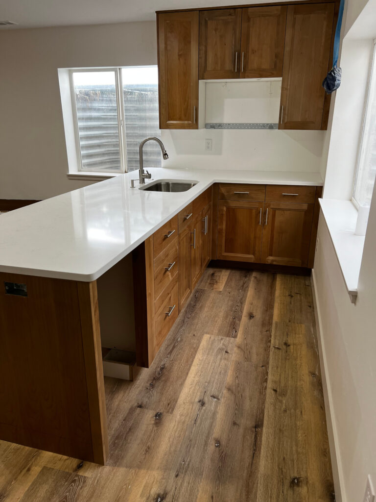 Finished residential kitchen cabinets